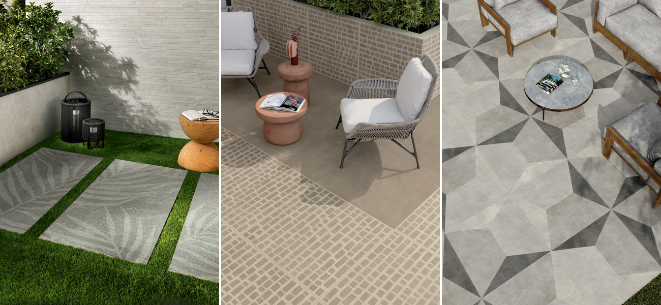Modern outdoor stoneware flooring: the home becomes a resort