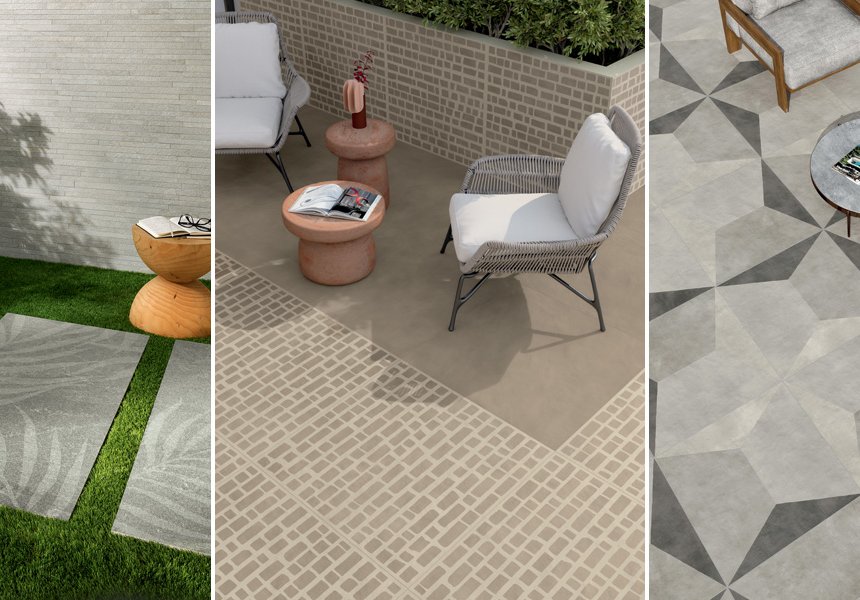 Modern outdoor stoneware flooring: the home becomes a resort